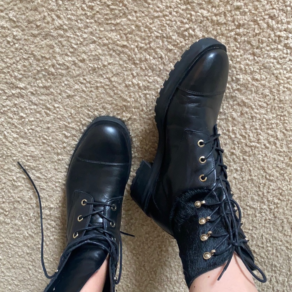 Massimo Dutti leather combat boots